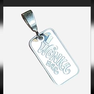 Solid .999 Fine Silver Wonka bar charm Pendant w/ 925 Sterling Silver Bail Conne